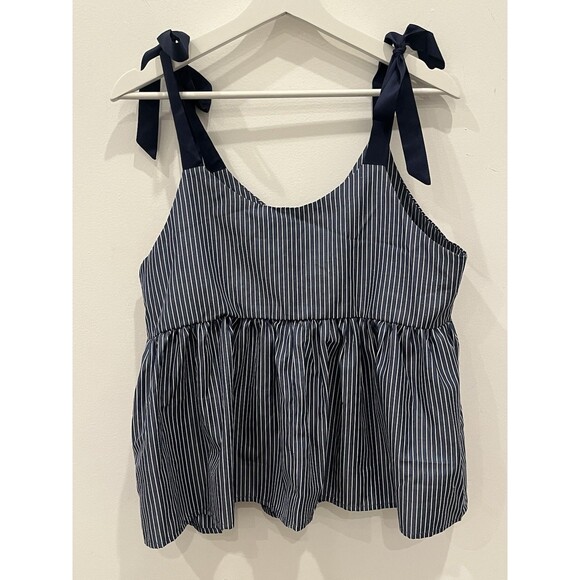 NWT Zalora Peplum Shoulder Tie Babydoll Top XL - Picture 2 of 6